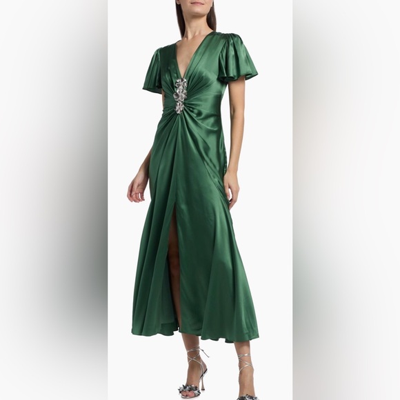 Cinq a Sept Kordyn Bias-Cut Midi-Dress in Forest Fog - Picture 2 of 8